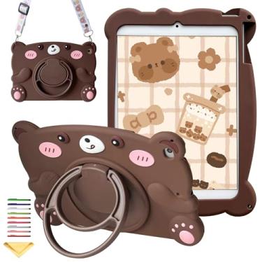 Imagem de Capa infantil para iPad (A16) 11ª geração de 11 polegadas 2025/iPad 10ª geração 11 polegadas 2022, alça giratória de 360° UUcovers com suporte para lápis/alça de ombro menina menino linda capa macia