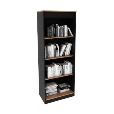 Imagem de Armário Estante Alto para Escritório ME4150 Amêndoa/Preto - Tecno - Te