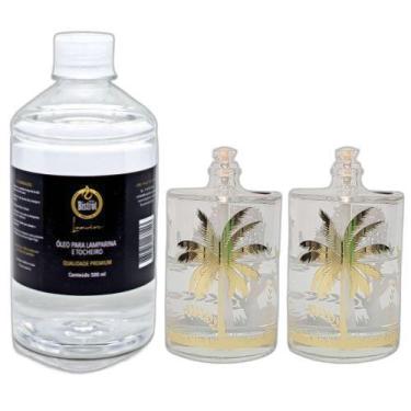 Imagem de Kit 2 Lamparinas Decorativas Florestal + 500Ml De Fluido - Velas bistr