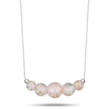 Imagem de anlarb Colar feminino luminoso com contas Firefly, joia de vidro murano banhado a prata, colar feminino ajustável luminoso que brilha no escuro, 20 inch, Vidro, Sem Pedra Preciosa