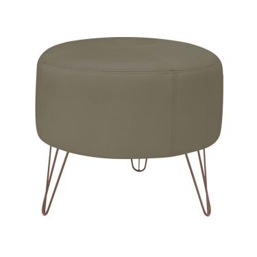 Imagem de Puff Decorativo Redondo Pés Metal Couro Fendi
