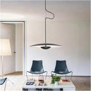 Imagem de Simples LED Pinging Lights Wood Grain Black Compatível com mesa de jantar cozinha cozinha lâmpada pendurada luminária interna de iluminação, lâmpada pendente de teto LED, onecolor, d60cm