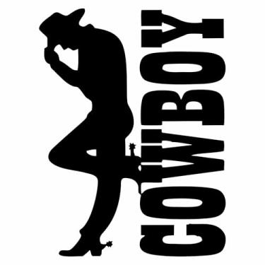 Imagem de Adesivo Country Silhueta Cowboy Estilo Fazenda para Moto Carro Caminhonete Parede Ambientes Temáticos (PRETO, 7,5x10cm)