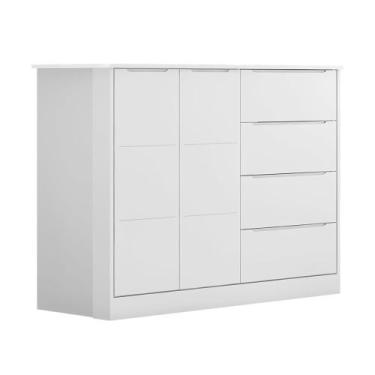 Imagem de Cômoda Infantil Yumi 105cm 100% MDF Branco Semi Brilho - sallar home