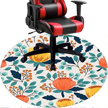Imagem de Tapete de cadeira de escritório com flores, textura de flor, tapete de cadeira de mesa para piso de madeira de escritório doméstico, protetor de piso de pilha baixa multiuso, redondo, 99 cm