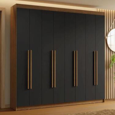 Imagem de Guarda-Roupa Casal 8 Portas Batentes Saturno Madesa R, Rustic/Preto/Ru