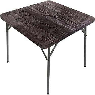 Imagem de Capa de mesa de madeira ajustada, estampa de textura de prancha de madeira, toalha de mesa impermeável interna/externa, sala de jantar de pátio e cozinha, serve para mesa de 107 x 152 cm