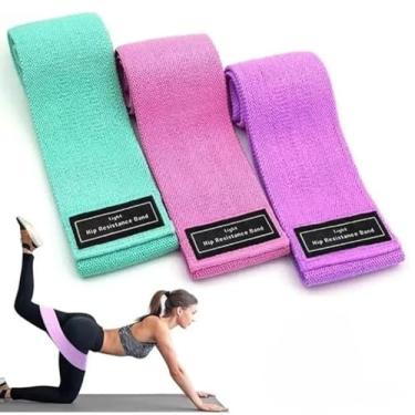 Imagem de Kit 3 Faixa Elastica Hip Mini Band Treino Exercicio Academia Cores e Intensidades diferentes Pilates Yoga Musculação