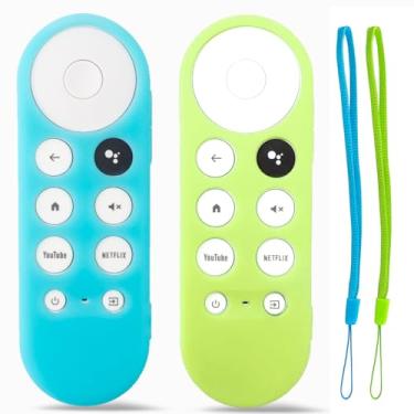 Imagem de TOKERSE Pacote com 2 capas para controle remoto Glow para Chromecast com Google TV 4K 2020/2022 - silicone antiderrapante, brilha no escuro