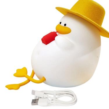Imagem de Luminaria Mesa Abajur Patinho Fofo Touch Recarregavel Muda de Cor Usb Silicone Anti Alergico