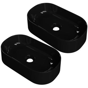 Imagem de Kit 02 Cubas De Apoio Oval Lavabo Laila C01 O42w Preto - Lyam
