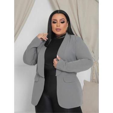 Imagem de Blazer Plus Size Alfaiataria Casaco Manga Longa Feminino - Rezes Moda,