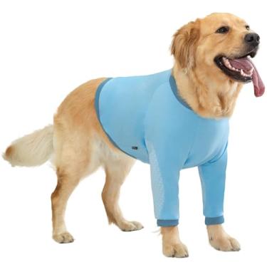 Imagem de Aimydog Manga de recuperação para cães com protetor de cotovelo, roupa de recuperação para pernas dianteiras de cães, terno de manga comprida para parar de lamber, coleira de cone respirável macia