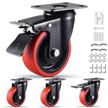 Imagem de Conjunto de 4 rodas Caster Wheels para serviços pesados de 10 cm TOO T