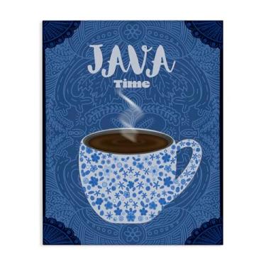 Imagem de Stupell Industries Caneca de café azul Java Time Design de arte de parede em tela por Lori Mosley, 20 x 16