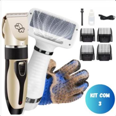 Imagem de Kit Premium para Pets: Tosa, Secador e Luva de Silicone Azul - FAZA