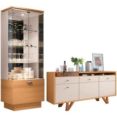 Imagem de Kit Aparador Sala de Jantar Valentim com Cristaleira Dominic B01 Cinam