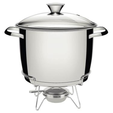 Imagem de Rechaud Tramontina Allegra em Aço Inox Fundo Triplo com Fogareiro e Tampa de Vidro 7,8 L 65650684