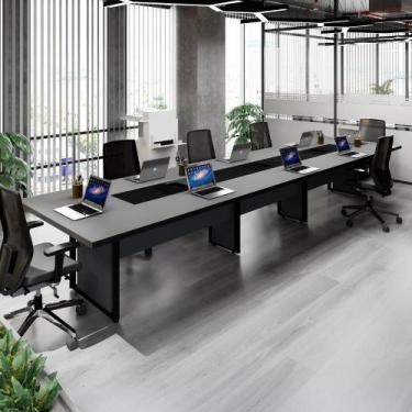 Imagem de Mesa Reunião Corporativa 4,80m 8 Pessoas c/ Cx de Tomadas F5 - F5 Offi