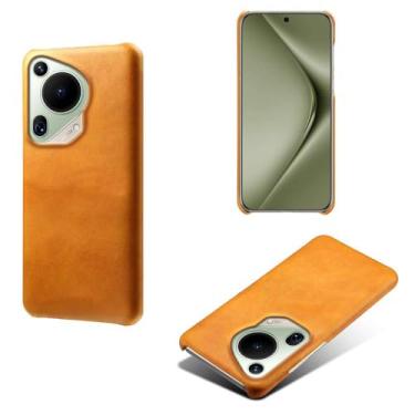 Imagem de Capa para Huawei Pura 70 ultra,Proteção contra quedas,Casca de volta de cor sólida simples,Design de couro de imitação de plástico-Orange