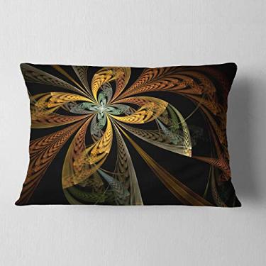 Imagem de Designart Estampa de flor fractal colorida para sala de estar, sofá, almofada de alta qualidade + capa de almofada impressa em ambos os lados 30,5 x 50,8 cm