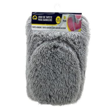 Imagem de Conjunto Tapete Banheiro Felpudo Macio 3 Peças Antiderrapante Absorven