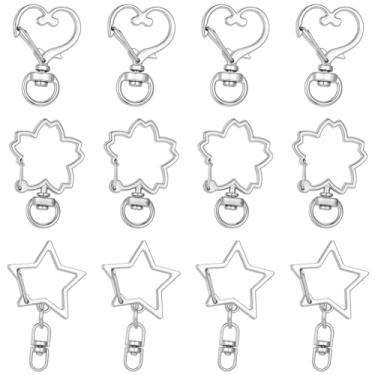 Imagem de Beebeecraft 60 peças 3 estilos ganchos giratórios metal estrela coração flor chaveiro mola fecho lagosta clipe para fazer joias, bolsa, etiqueta, acessórios, artesanato DIY