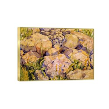 Imagem de Impressão em tela pintura famosa imagem de arte de parede - grande estudo de pedras - pôster moldura dourada para sala de estar banheiro decoração de casa 80 x 115 cm 31 x 45 pol