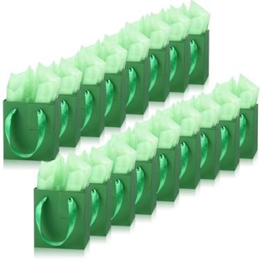 Imagem de Tenare 12 sacos pequenos de presente, mini sacos de papel a granel, pequenos com alça de tecido, para embrulhar presentes, Feliz Dia dos Namorados, Ano Novo Chinês, lembrancinhas de festa de