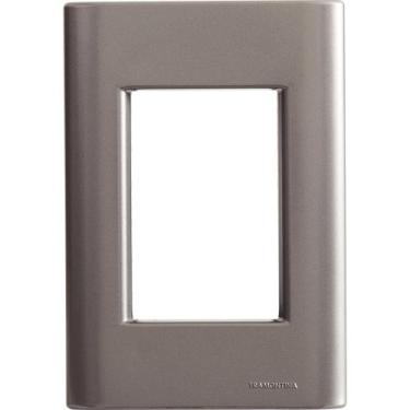Imagem de Placa 3 Postos 4x2 Tramontina Giz Onix Metalizado sem Suporte
