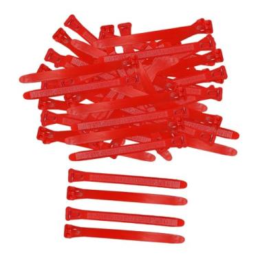 Imagem de KiBcsLic 100 peças anéis de coxa de frango acessórios de galinheiro reutilizáveis ​​com zíper design anéis de pé de aves etiquetas de frango para patos bantam, Vermelho