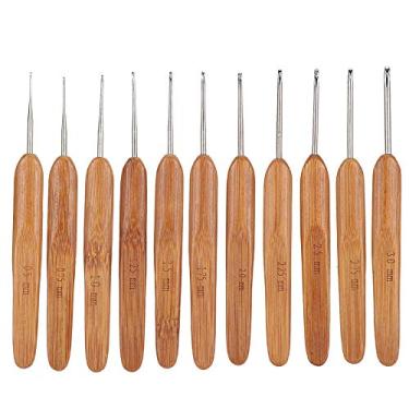 Imagem de 11pcs Ganchos Ergonômicos de crochê, a Agulhas de crochê de 0,5 a 3 Mm de Comprimento Ferramenta de Tecelagem Portátil Com Alça de Madeira para Mãos Artríticas, Iniciantes e