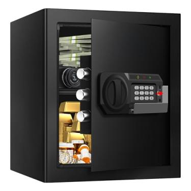 Imagem de SAFE2.3 Caixas de segurança para casa, cofres para uso doméstico com teclado programável, sistema de alerta inteligente e prateleira removível, cofre pessoal antirroubo para documentos, dinheiro