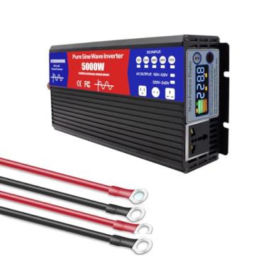 Imagem de Inversor de energia para carro, inversor de energia de 5000 watts, onda senoidal pura, 12 V, 24 V, 48 V, 60 V, 72 V para 220 V CC para CA com soquetes CA, display LCD,12V TO 220V 60HZ