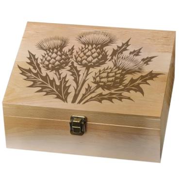 Imagem de arricraft 1 caixa de memória de madeira, estampa de três flores, caixa de memória decorativa de madeira com tampas de dobradiça para fotos de aniversário, DVDs, letras, joias, 24,5 x 19,5 x 10,3 cm