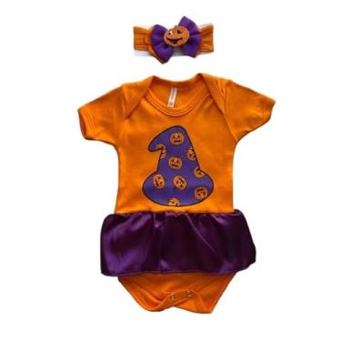 Imagem de Body Bebê + Lacinho Halloween Menina Temático Infantil Mesversário Fantasia (P)