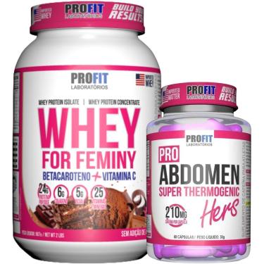 Imagem de WHEY PROTEIN FEMININO 907G l TERMOGÊNICO PRO ABDOMEN HERS 60 CÁPSULAS l PROFIT-Unissex