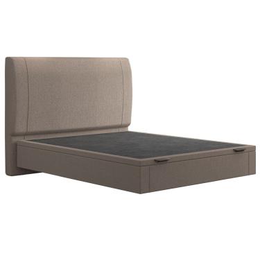 Imagem de Cama Casal Baú Flutuante Com Cabeceira 140cm Spazio S04 Linho Bege - Lyam Decor