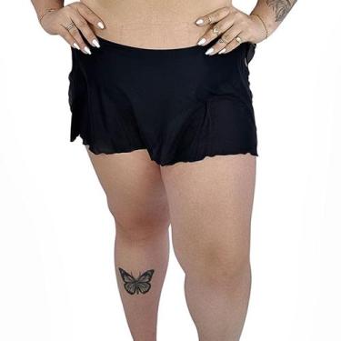 Imagem de Calcinha de Biquíni Cós Alto e Saia Embutida Preto - Stw Moda, Preto, 