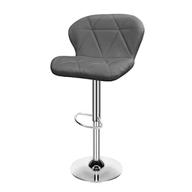Imagem de Banquetas giratórias ajustáveis de couro PU acolchoado com apoio para os pés e encosto moderno para ilha de cozinha/balcão e sala de jantar, carga máxima: bancos de bar ajustáveis de 127 kg