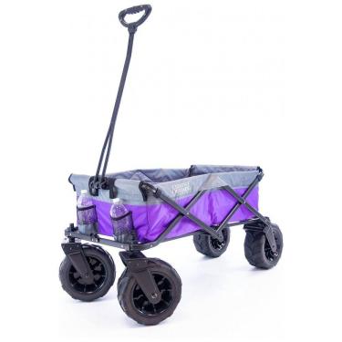 Imagem de Carrinho Dobrável para Camping e Jardim com Rodas para todos os Terrenos, Capacidade 70kg, Creative Outdoor, Cinza e Roxo
