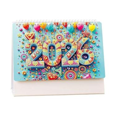 Imagem de Calendário de mesa de arte de diamante 2026, kit de calendário de mesa de pintura de diamante faça você mesmo, rastreador digital, crie calendário de pintura de diamante, decoração de artesanato