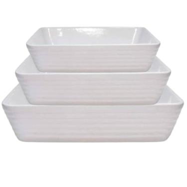Imagem de Travessa e Assadeira Refratária 3un Porcelana Branca