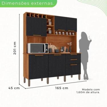 Imagem de Armário de Cozinha 6 Portas 2 Gavetas New Topázio Cinamomo Preto - SAL