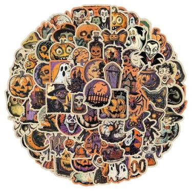 Imagem de Vintage Halloween Stickers - Spooky Pumpkin, Witch & Chainsaw Designs for Phone Cases, Laptops, Skateboards, Guitars, Luggage, Helmets & More