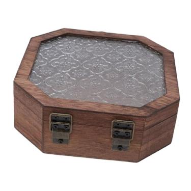 Imagem de Phefop Caixa de Joias de Madeira Vintage, Tampa de Vidro Com Design Floral e Artesanato Premium, Ideal para Armazenamento de Joias e Maquiagem Em Cômodas ou Mesas