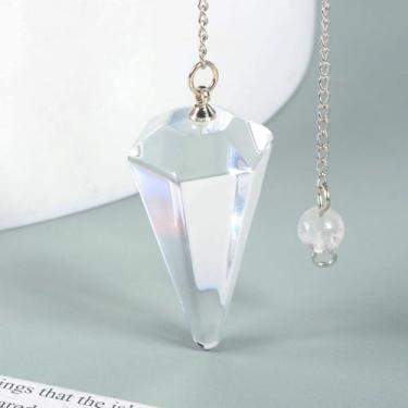 Imagem de Pêndulo de cristal de ponta de quartzo transparente para cura e absorção de energia para meditação 37 mm
