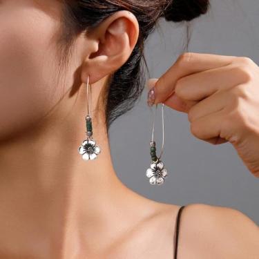 Imagem de 1 peça Brincos de gota vintage boêmio turquesa - Brincos femininos chiques estilo boêmio para presente de pedra