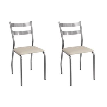 Imagem de Cadeira Sala De Jantar Bali 2c141cr Aço Kit 2 Un Cromado-ano Bege - Kappesberg