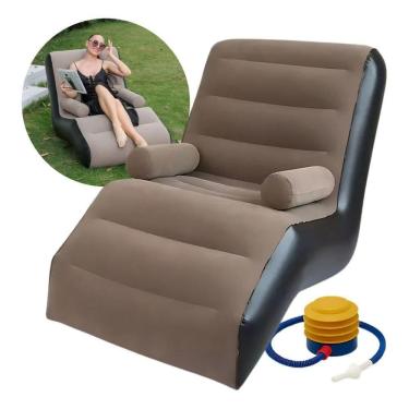 Imagem de Espreguiçadeira Poltrona Inflável Portátil Com Bomba Inclusa Suporta Até 100kg